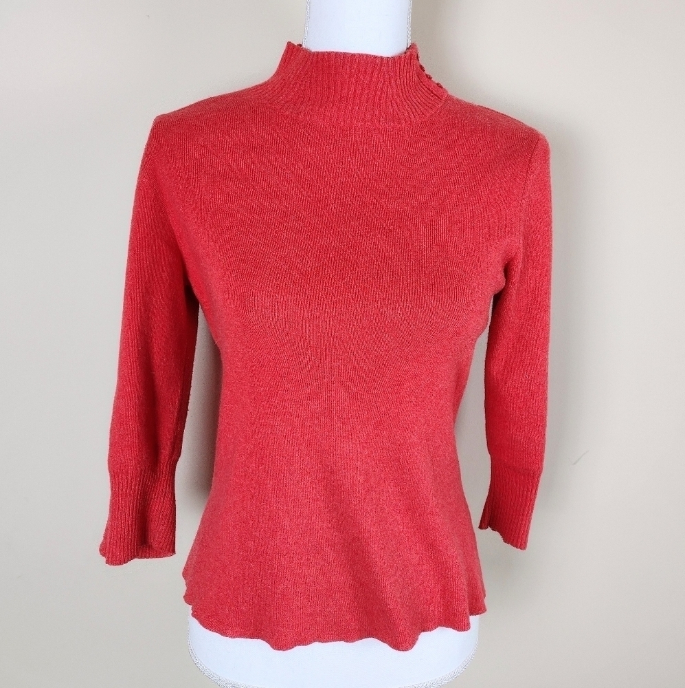 Coldwater Creek Orange Mock Neck Wool Blend Sweater Sz XS